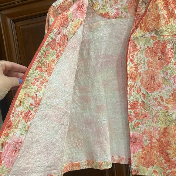 Ladies Medium Jacket Spring Colors Long Sleeve Zipper Pockets Peach Green Joni B - Picture 5 of 15